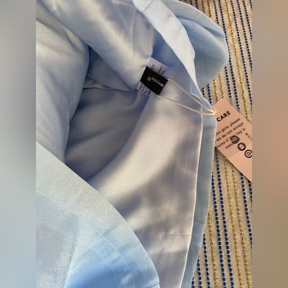 Oh Cici One Shoulder Ruched Mini Dress Light Blue Sz XS-S NWT - Picture 12 of 16